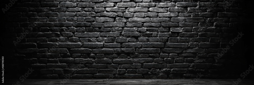 Poster abstract black brick wall texture for pattern background. brickwork background for design
