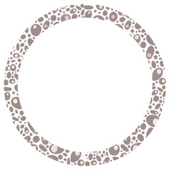 Round frame with with freehand doodles. Background for trendy design with basic shapes.