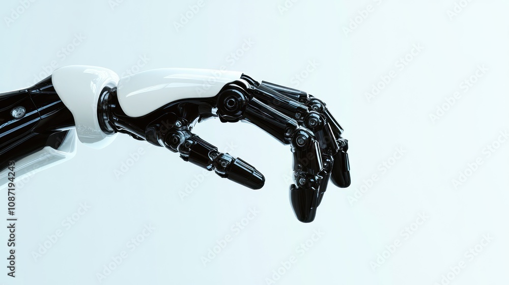 Poster robotic hand showcasing advanced mechanical design and functionality.