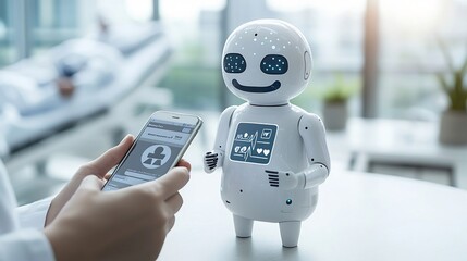 of an AI powered chatbot application on a mobile device offering personalized health tips and support services to patients showcasing the role of technology in enhancing healthcare and patient care