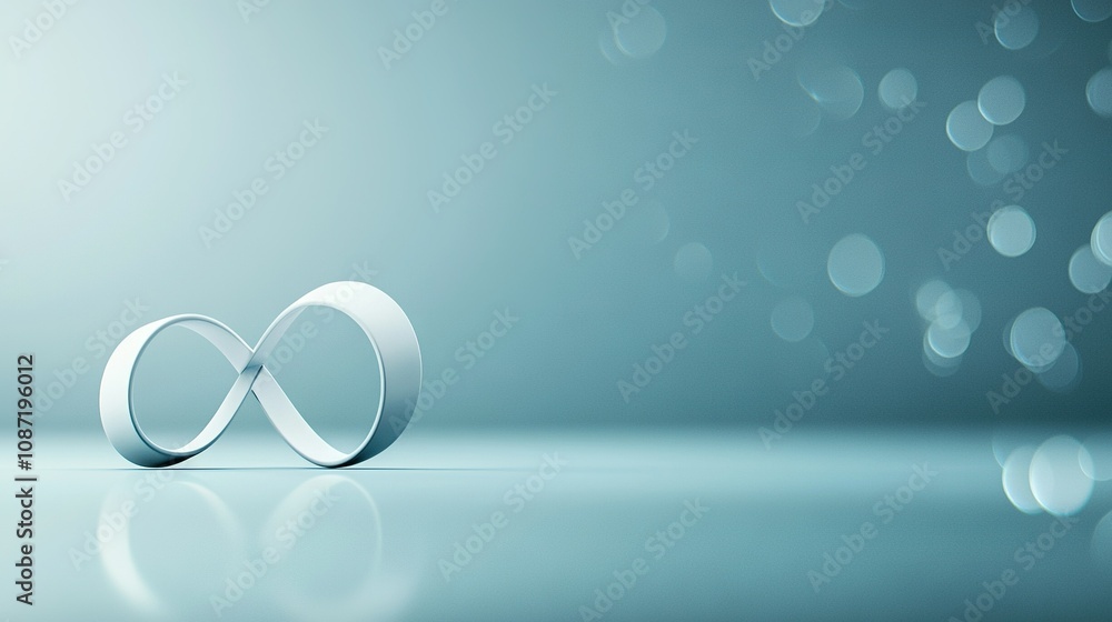 Poster an infinite sign in a room with background bokeh lights