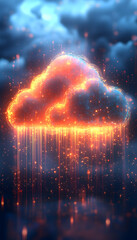 Obraz premium Fiery cloud with glowing rain.
