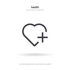 Health icon. Romantic heart icon. Love symbol. Valentine's Day sign isolated on white background, Flat style for graphic, logo, website, mobile app, UI, UX.
