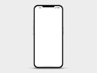 Realistic smartphone mockup. Mobile phone vector with isolated on white background. Device front view. 3D mobile phone with shadow. Realistic, high quality smart phone mockup for ui ux presentation.