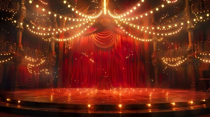 A captivating image of an elaborate circus stage, perfect for projects needing a vibrant and exciting atmosphere