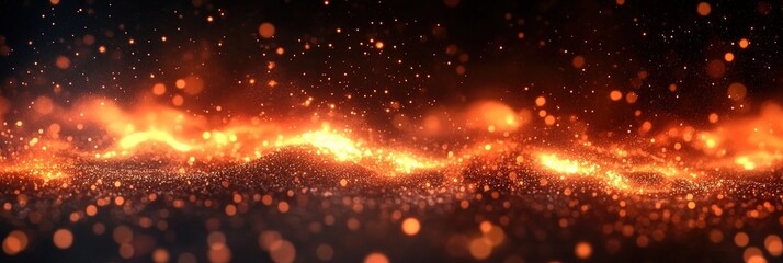 Naklejka premium Fire with particles on black background, red fire, fire in the night, Fire flames on black background 