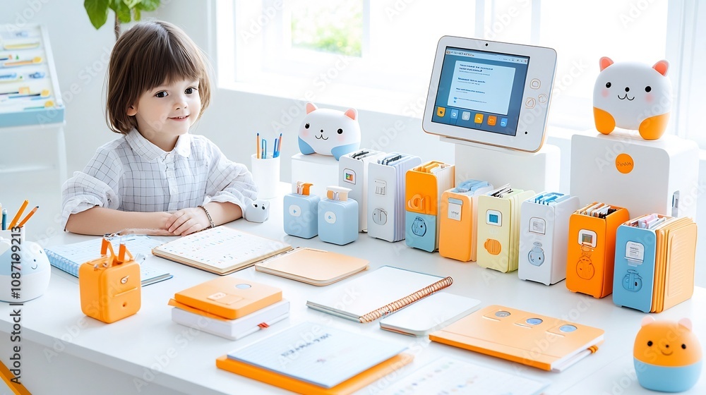 Leinwandbilder digitally empowered student s inviting academic workspace with curated stationery and devices a youn