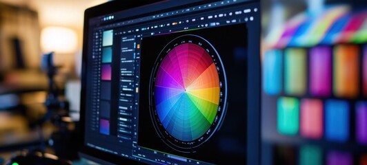 Vibrant Color Wheel on a Computer Screen