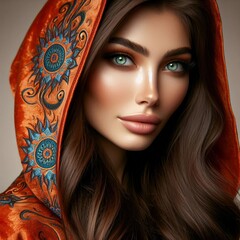 Photo of a modern woman in a traditional headscarf