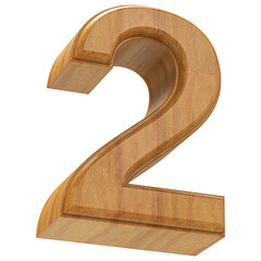 Wooden 3D Number 2