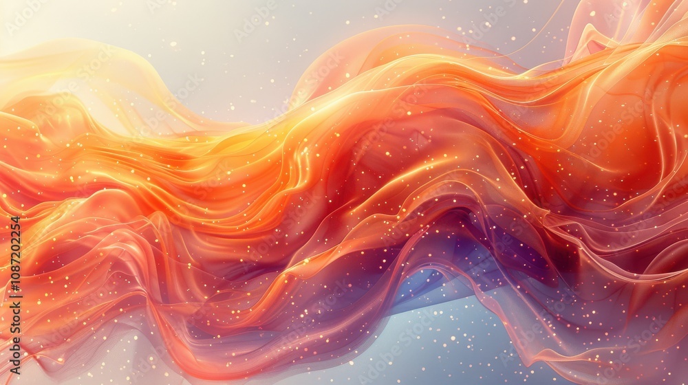 Aufkleber abstract colorful wave of flowing fabric in warm hues creating a dreamy atmosphere with sparkles and