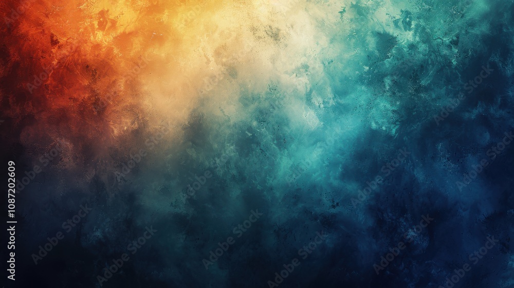 Poster abstract texture blending warm and cool colors with a gradient effect in the background creating a v