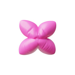 Realistic pink inflated balloon flower shape 3D plastic cartoon style vector icon, glossy volume game festive decoration