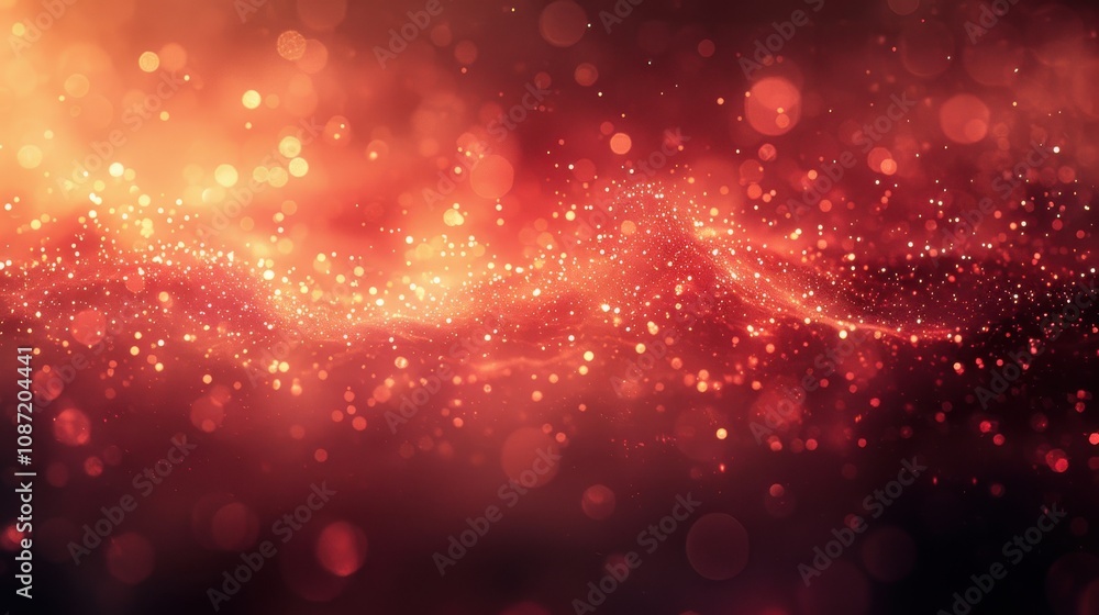 Poster a mesmerizing display of glowing red and orange particles swirling in a dark background creates an e