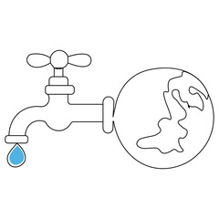 World water day single line art, continuous one line drawing of  Isolated outline vector art water drop icon
