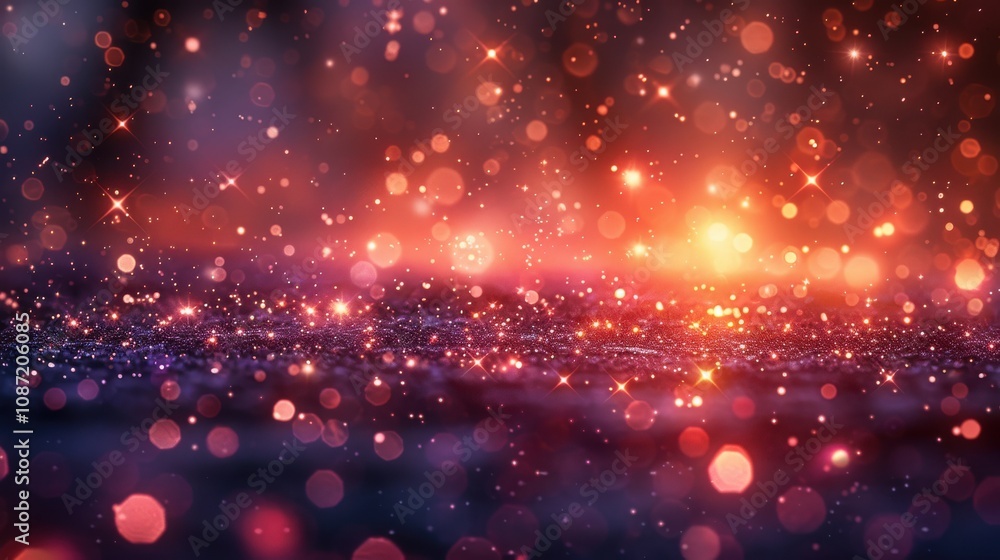 Poster a vibrant display of glowing particles and sparkling lights against a dark background during a magic