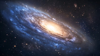 Fototapeta premium A stunning spiral galaxy illuminated by bright stars in the vastness of space