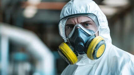 Naklejka premium Asbestosis is a chronic lung disease that occurs when asbestos fibers are inhaled over a long period of time. Symptoms may include shortness of breath, cough, wheezing and chest tightness.