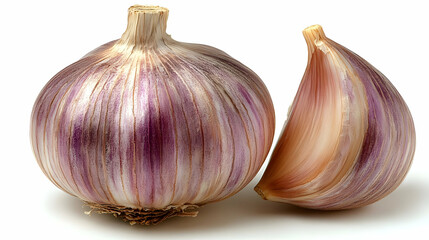 Obraz premium Garlic Bulb and Clove - Realistic Photo