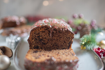 Chocolate yule log christmas cake