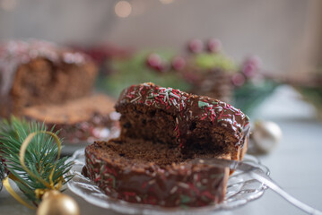 Chocolate yule log christmas cake