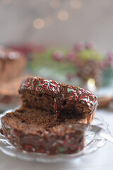 Chocolate yule log christmas cake