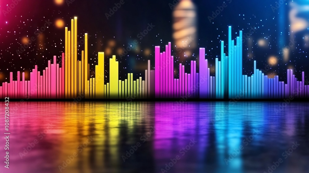 Aufkleber captivating colorful sound waves showcase music editing and audio engineering concepts