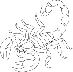 Minimalist Scorpion Line Art with Curved Pincers and Tail