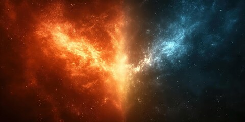 Obraz premium Dynamic Contrast Between Light and Dark: Representations of Good and Evil in a Stunning Cosmic Wallpaper with Heaven and Hell Imagery