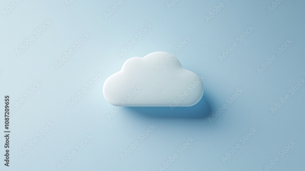 Poster minimalist cloud icon digital storage data backup computing technology concept