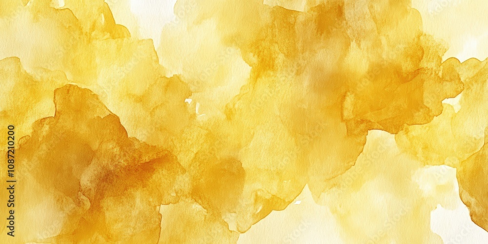 Poster bright and luminous yellow watercolor texture reflecting chaos and fluidity in abstract style suitab