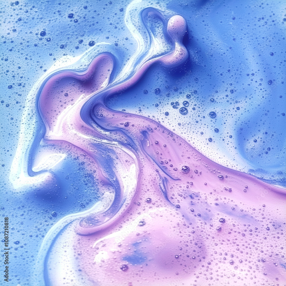 Aufkleber shimmering pink and blue thick liquid with glitter and sparkle accents. bubbles and foam add texture