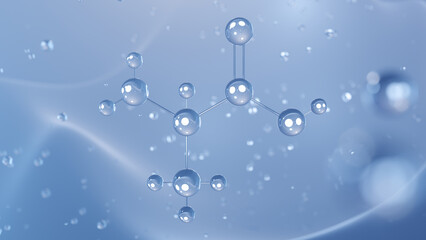 alanine molecular structure, 3d model molecule, amino acid, structural chemical formula view from a microscope