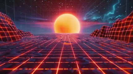 Retro Futuristic Sunset