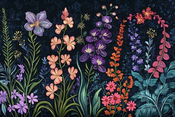 Colorful Floral Arrangement on a Dark Background
