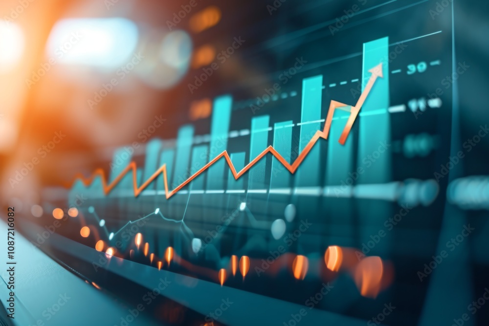Poster marketing growth arrow indicating achievement in analytics with a focus on upward trends and perform