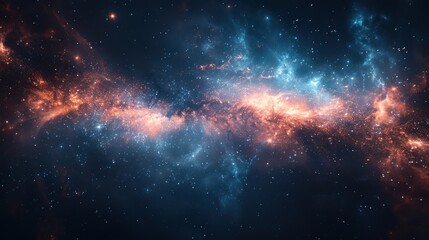 A stunning cosmic display of a vibrant galaxy filled with stars and swirling colors in the vastness of space