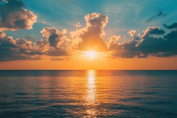 Breathtaking Sunset Over Tranquil Ocean Waters