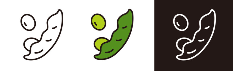 枝豆のアイコンイラスト。夏野菜のイラスト。