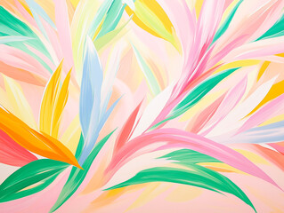 hand drawn painting with vibrant abstract floral motifs