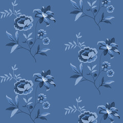 A beautiful floral seamless monochrome hand drawn digital pattern for design prints 