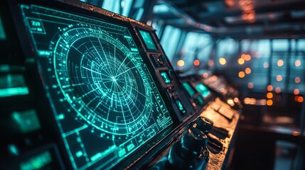 Ship Navigation System Radar Display Close Up