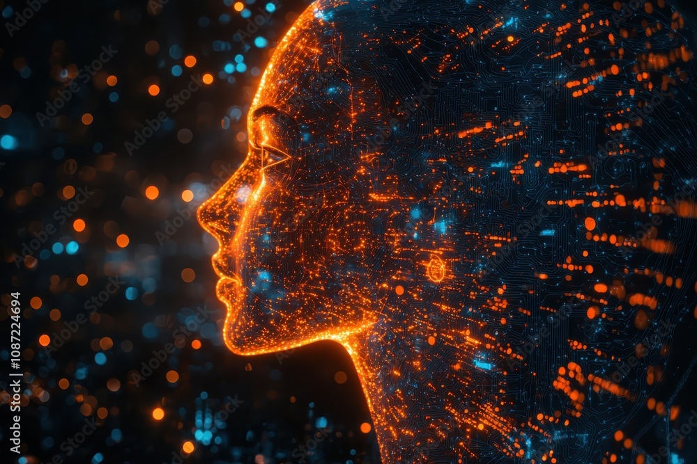 Aufkleber transforming human profiles exploring digital transformation in technology-driven environments