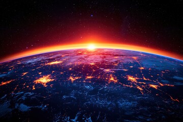 Obraz premium Transforming digital landscapes earth view with network visualization global infographic technology innovation