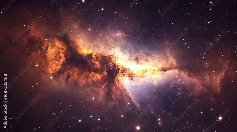 Poster stunning view of a colorful nebula in deep space captured at night