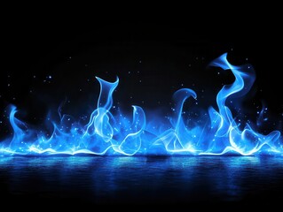 isolated blue flames dancing against a dark background, creating an ethereal and captivating display of energy and movement, evoking intrigue and fascination
