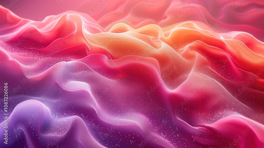 Poster colorful abstract layers create a mesmerizing visual experience resembling waves of fabric in a soft