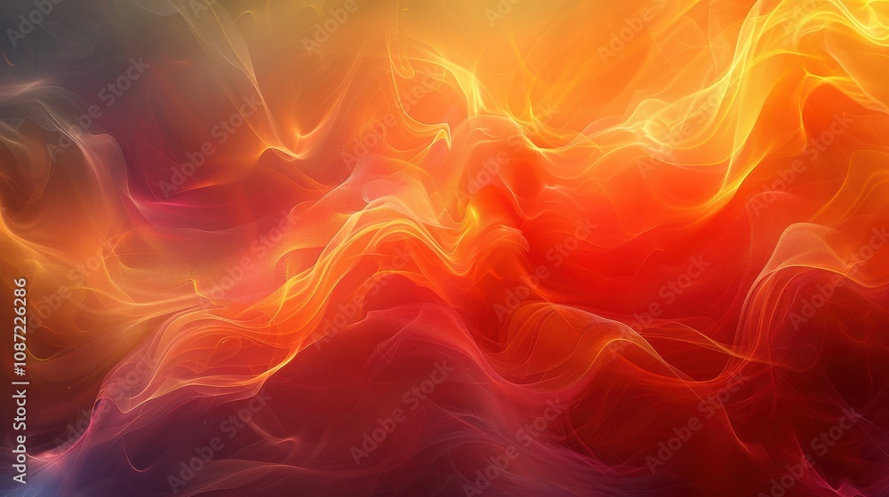Poster abstract swirling flames with warm orange and red hues creating a vibrant and dynamic visual represe