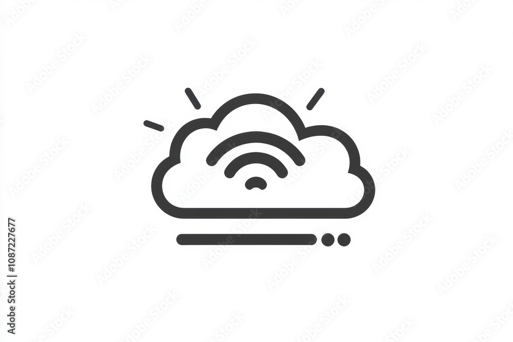 Poster the cloud icon represents modern digital technology, featuring a wireless signal that signifies conn