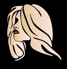 Modern woman portrait, beauty, surreal face, female body line art. For use as a flyer template or for use in web design.